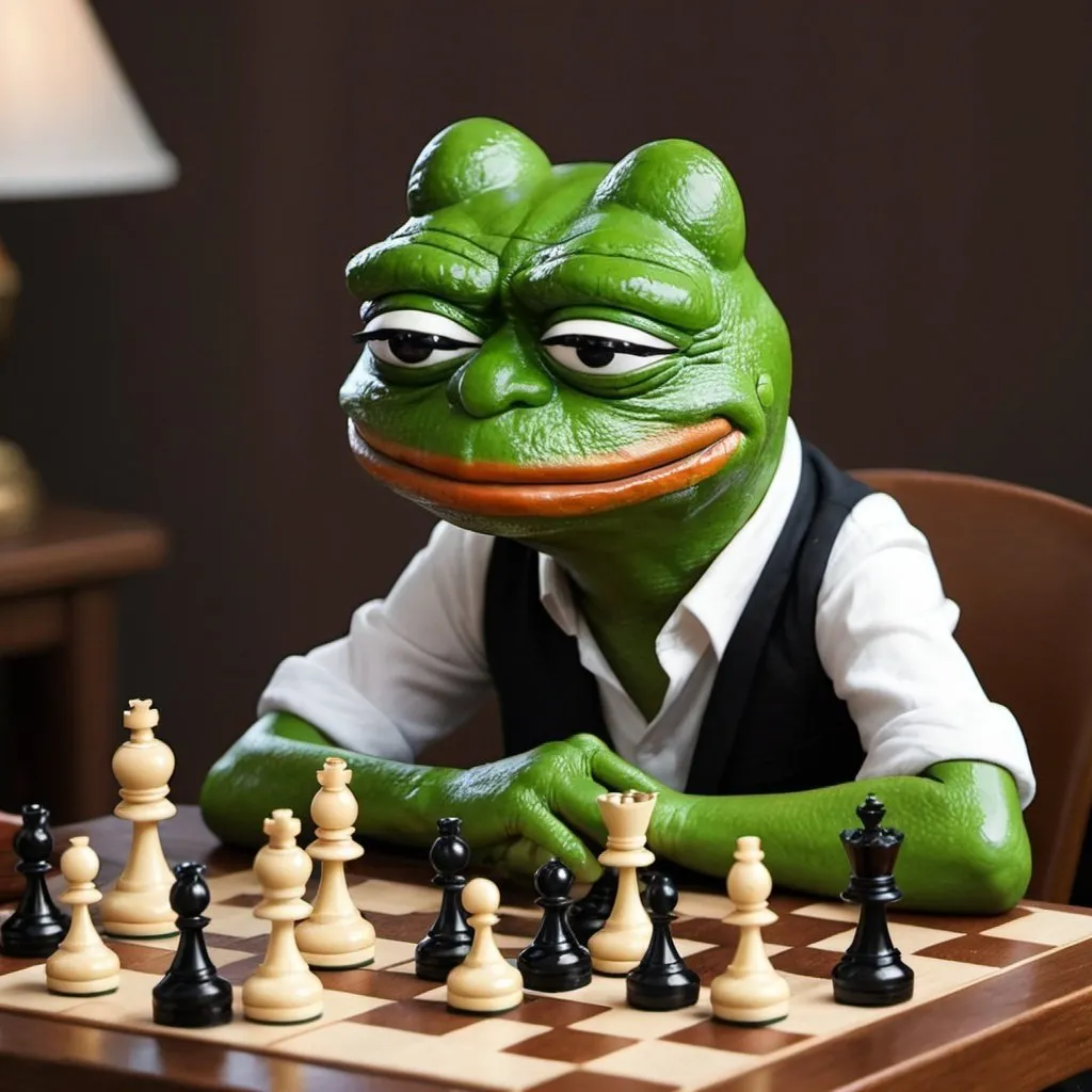 Prompt: pepe losing chess
