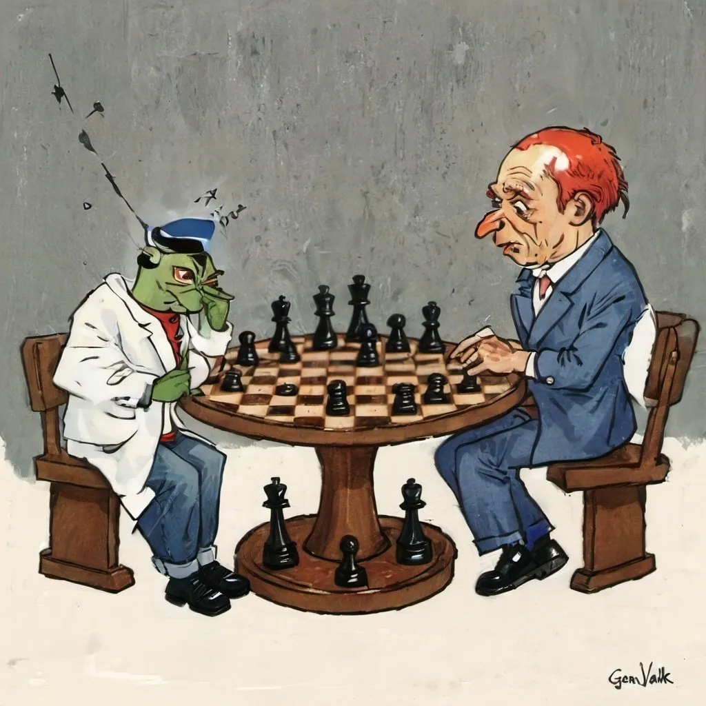 Prompt: pepe losing chess
