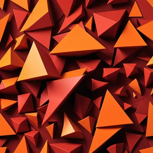 Prompt: a 3d model of aggressive, jagged geometric forms—such as fierce, intersecting triangles and explosive shards—that convey extreme rigidity and dominance. The color palette features fiery reds and intense oranges, symbolizing raw aggression and rebelliousness. The composition is chaotic and confrontational, with clashing shapes and bold contrasts, illustrating the dramatic, forceful reactions and obsessive control attempts characteristic of this mode.