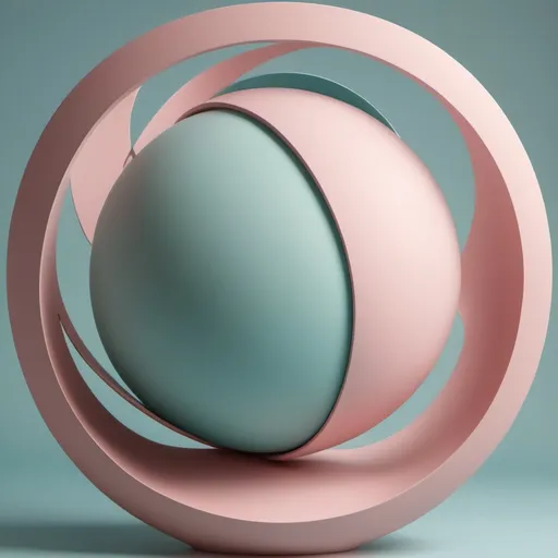 Prompt: a balanced, harmonious 3D geometric form—such as a smoothly curved, symmetrical sphere or a serene, interlocking network of rounded shapes. The design features soft, flowing lines and gentle transitions, symbolizing a sense of ease, stability, and thoughtful decision-making. The color palette includes calm, soothing tones like soft pinks, greens and blues, reflecting well-being, self-care, and positive ambition. The form's structure is cohesive and balanced, highlighting healthy relationships, responsibility, and a focus on the present and future. The overall effect is a visually pleasing and centered representation of personal growth, forgiveness, and emotional health.