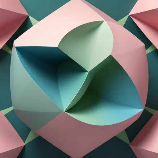 Prompt: an elegant, interconnected 3D geometric form—like a gracefully balanced polyhedron or a series of smoothly interlocking, rounded modules. The structure features harmonious, flowing curves and seamless transitions, symbolizing decision-making ease, self-nurturing, and balanced boundaries. The color scheme showcases soothing gradients of calming pinks, greens and tranquil blues, emphasizing physical well-being and self-value. The design’s symmetry and fluidity reflect the integration of responsibility, healthy relationships, and a hopeful outlook, creating a visually captivating representation of personal growth and emotional resilience.