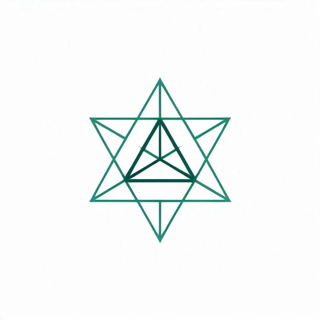 Prompt: merkaba, minimalistic geometric design, dark green shades, vector style
