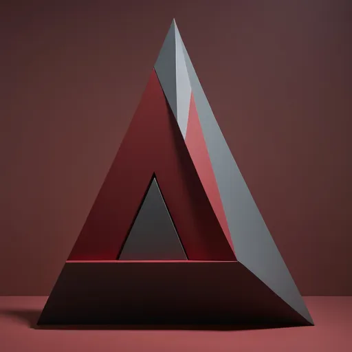 Prompt: a 3d model of stark, angular geometric forms—such as razor-sharp triangles and jagged, oppressive lines—that radiate an aura of relentless judgment. The color palette is dominated by intense, brooding shades of deep reds and shadowy grays, evoking a sense of heavy sadness, simmering anger, and harsh self-criticism. The composition is a tumultuous clash of harsh, intersecting shapes and rigid structures, creating a visually striking contrast that underscores the relentless pursuit of perfection and the unforgiving nature of this mode. The overall effect is a dramatic, almost overwhelming representation of relentless self-punishment and harsh judgment.