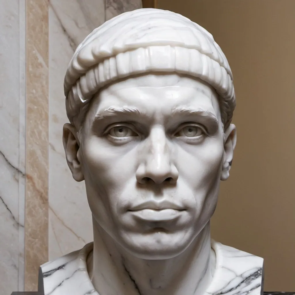 Prompt: Create a Blackman face in marble