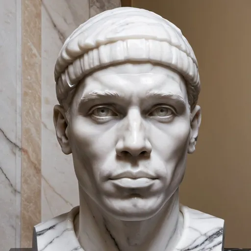 Prompt: Create a Blackman face in marble