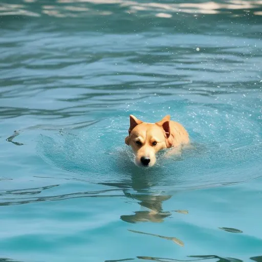 Prompt: Dog swimming in ocean 