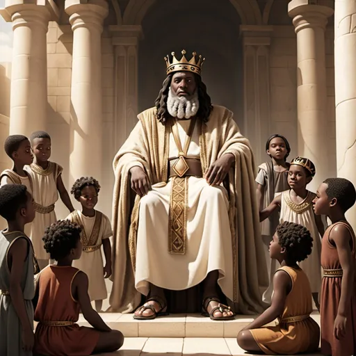 Prompt: king solomon and the kids