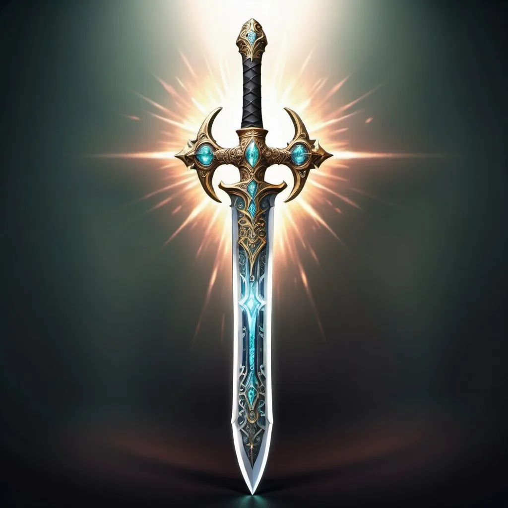 Prompt: A fantasy sword with intricate designs and magical aura representing Xcalibur 