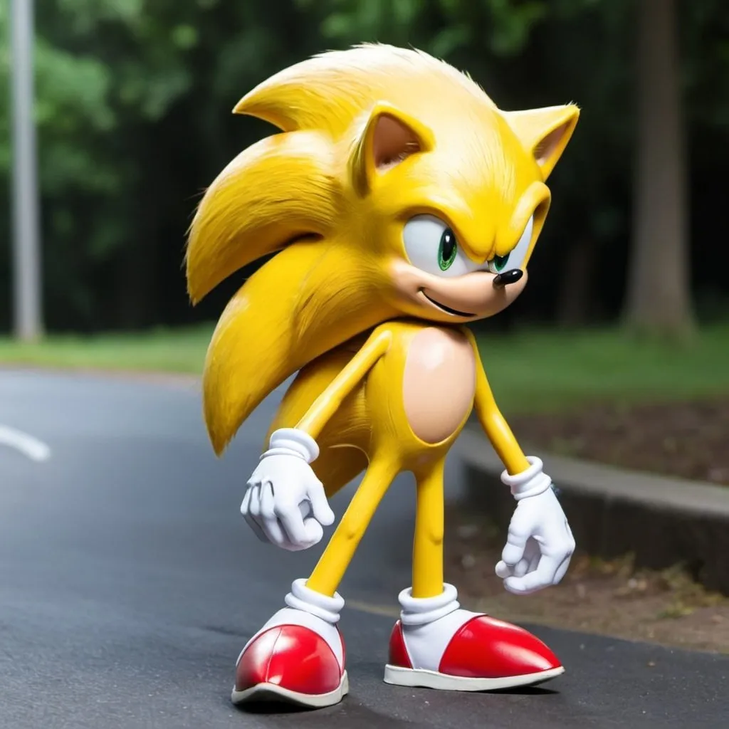 Prompt: sonic the hedgehog with yellow fur