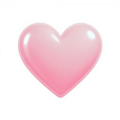 Prompt: A glossy, pastel pink heart dominates the image, displaying a smooth and rounded shape that conveys warmth and affection. The heart's gradient adds a subtle dimension, catching the light in a way that creates a gentle glow, enhancing its inviting presence. The clean, white background emphasizes the heart, making it stand out boldly while evoking feelings of love and tenderness. This simple yet powerful symbol encapsulates emotions and warmth, making it instantly recognizable and relatable across various contexts.