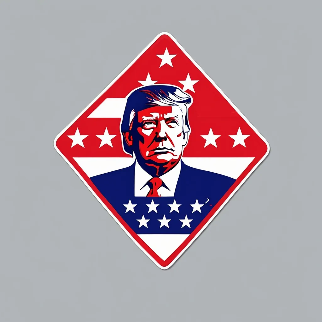 Prompt: donald trump red white and blue shilloutte simple bumper sticker