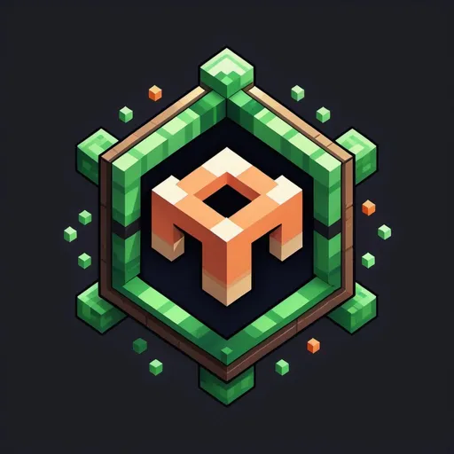 Prompt: Logo inspired by Minecraft and Terraria and Mindustry with C and N letters in the center