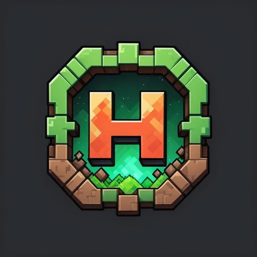 Prompt: Logo inspired by Minecraft and Terraria and Mindustry with CN letters in the center