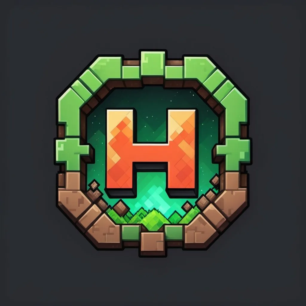 Prompt: Logo inspired by Minecraft and Terraria and Mindustry with CN letters in the center