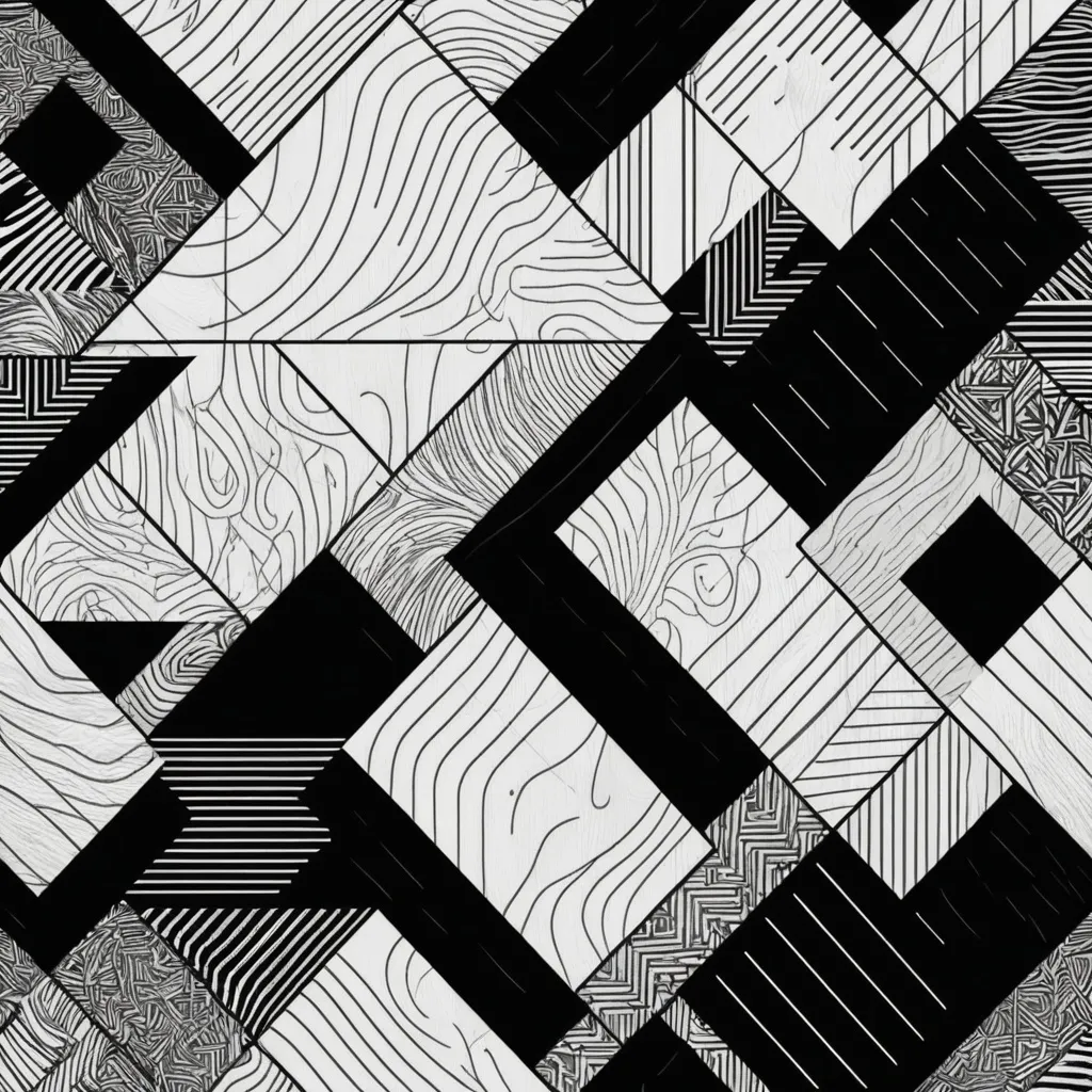 Prompt: Create some random patterns of woods in a black and white form for a t-shirt idea. 




