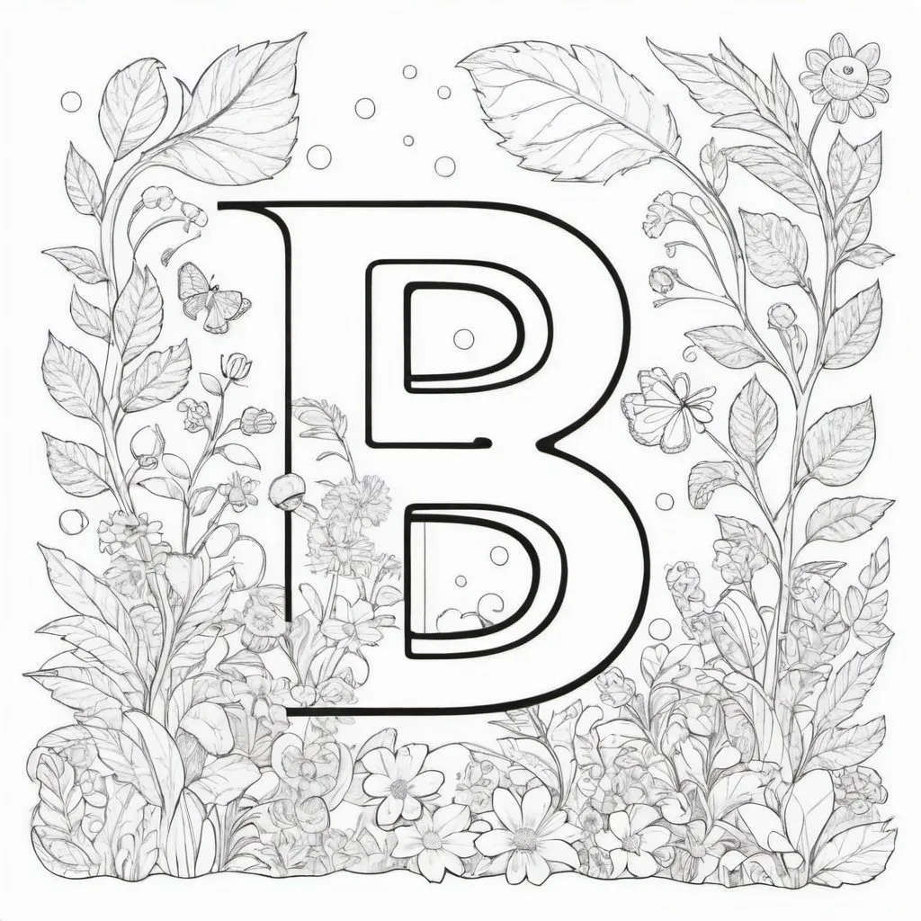 Prompt: make a coloring book with a letter B