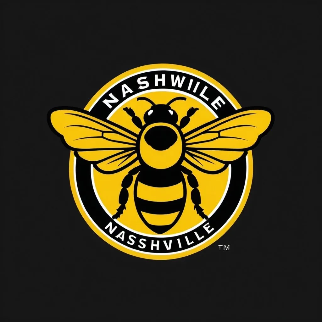 Prompt: A logo of a team called Nashville . Use the colours yellow and black. It should have a bee on it 