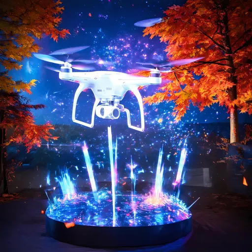 Prompt: 🍁Maple event 🍁
Digital , a.i, events immersive interactive
Drone show 
Holograms