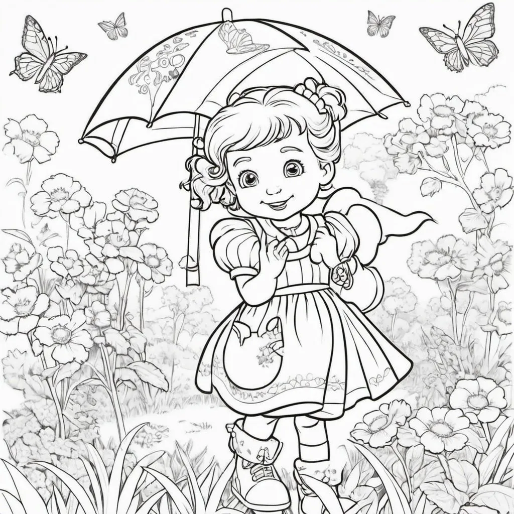 Prompt: 10 pictures for kids colouring book