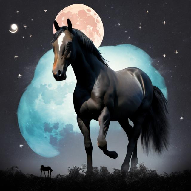 Prompt: Horse moon blac