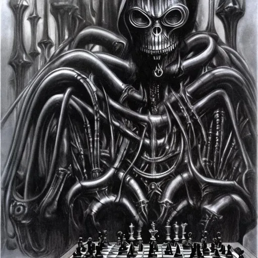 Prompt: Chess drawing Giger 