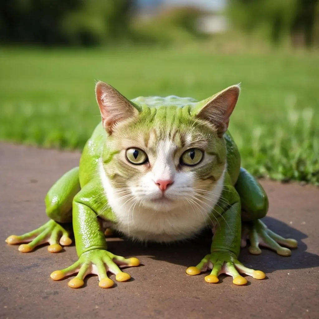 Prompt: Product of crossing a cat with a frog