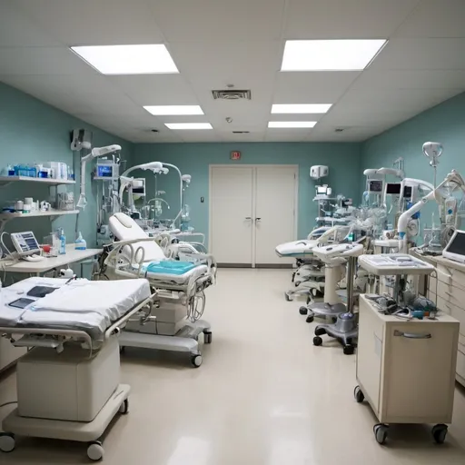 Prompt: room full of medical devices
