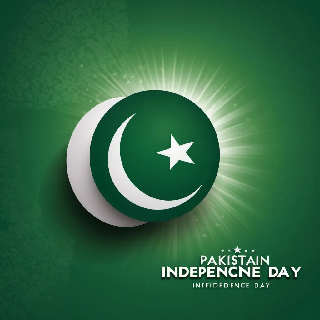 Prompt: There should be a green background with the flag of Pakistan on one side And this is written on it 
Pakistan Independence Day 
Jamia Faiz Al-Quran Charsadda