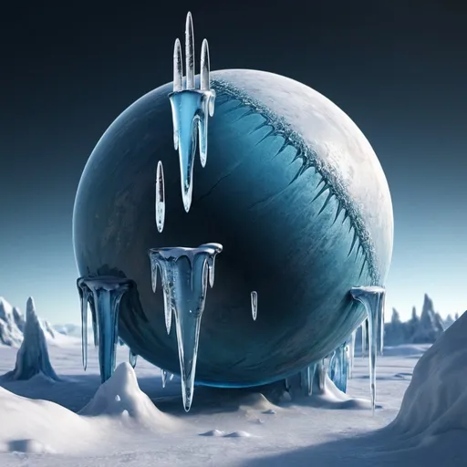 Prompt: A cold planet with icicles