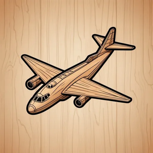 Prompt: Logo in the form of a Soviet military aircraft - top view on a wooden block, silhouette, outline, thick lines, simple shape, the figure of the airplane is very stylized and simplified and made in the style of wood engraving, 