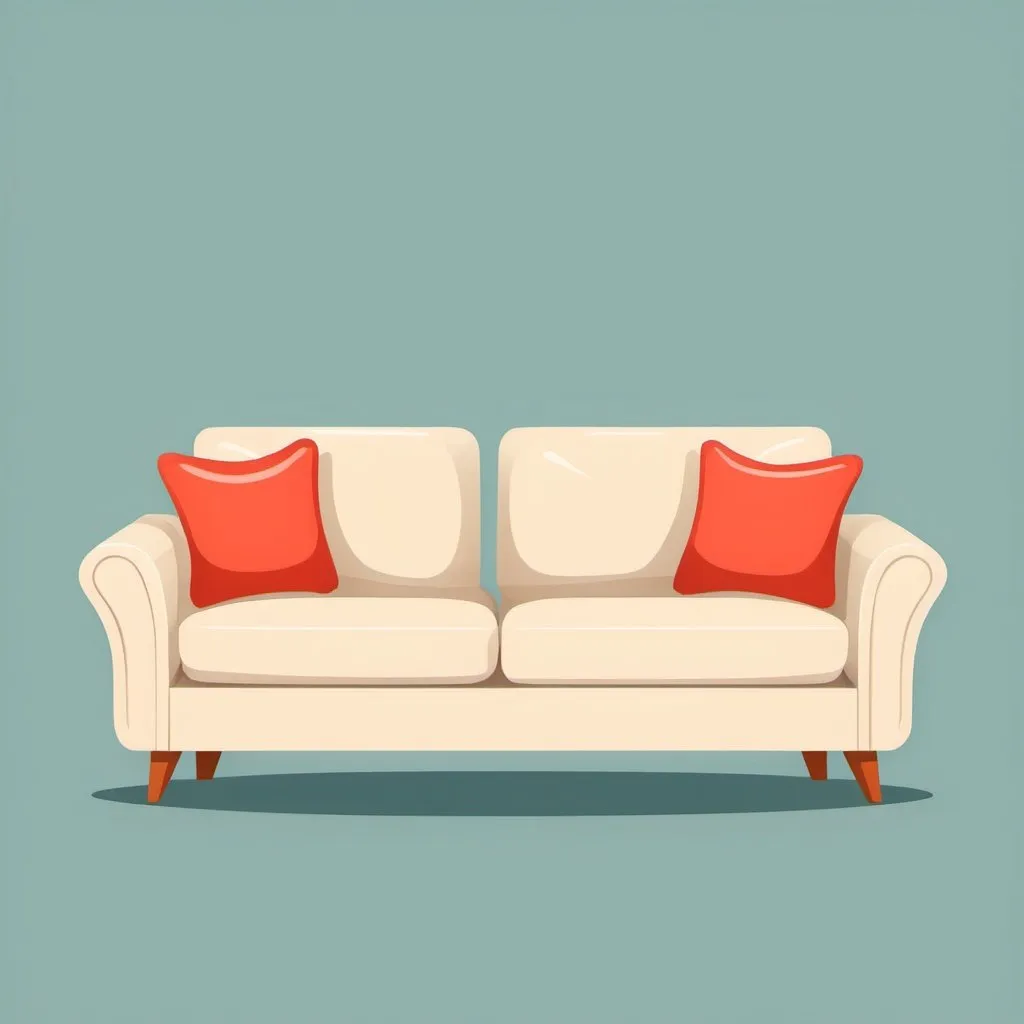 Prompt: sofa, simple modest furniture, few details, cartoon, flat image, 2D