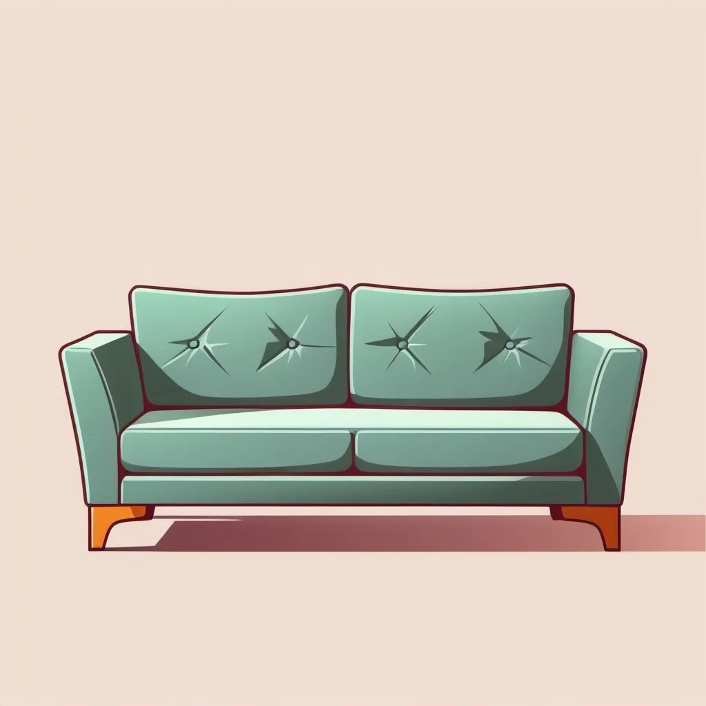 Prompt: sofa, simple modest furniture, few details, cartoon, flat image, 2D