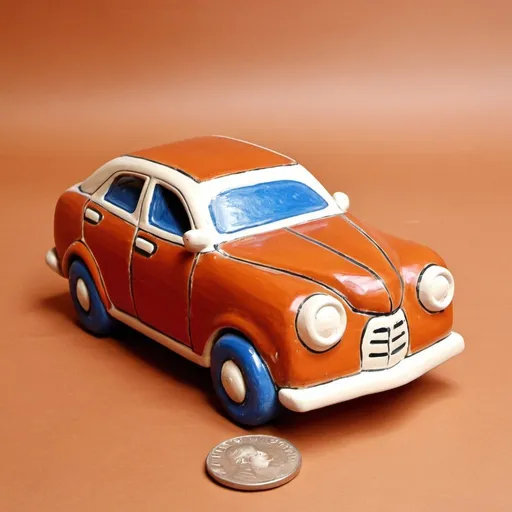 Prompt: ceramic toy, car, clay toys, terracotta