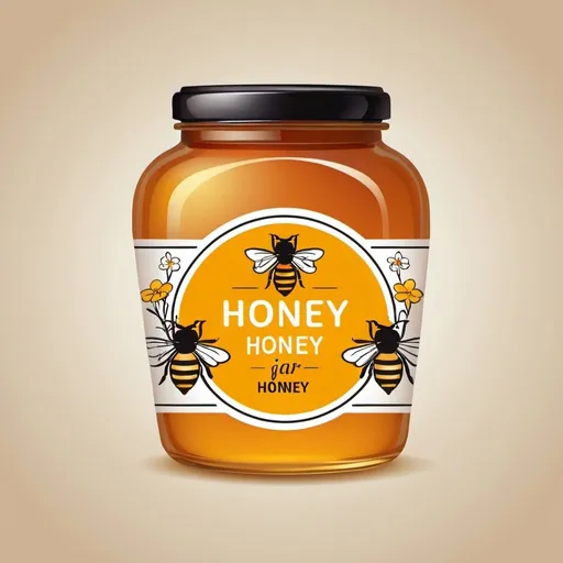 Prompt: Label on a jar of honey, design, vector, professional logo