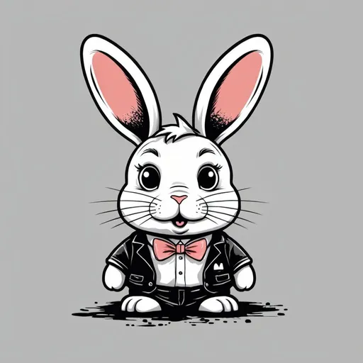 Prompt: draw waster bunny for tee shirt
