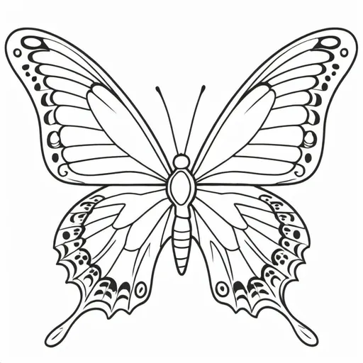 Prompt: Cute picture of a butterfly open winged coloring page with no color
