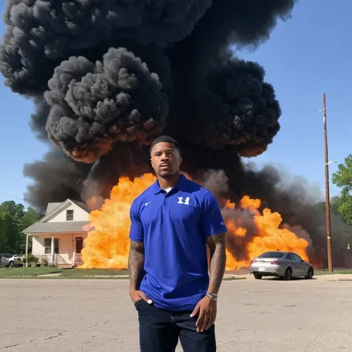 Prompt: steffon diggs in front of explosion