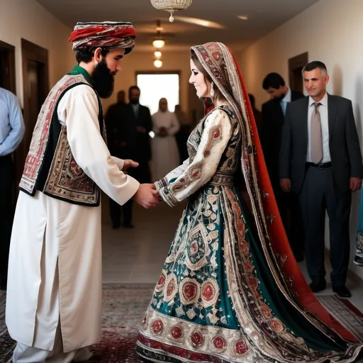 Prompt: Photo of Afghan wedding dress