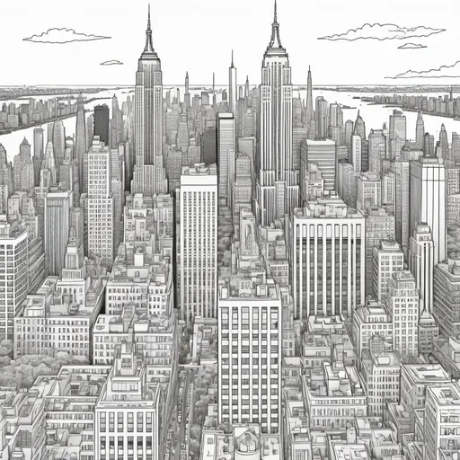 Prompt: coloring book image of detailed New York Skyline
