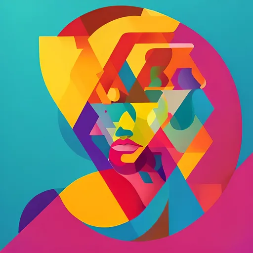 Prompt: Abstract Illustration of a creative archetype who is bold, modern and colorful