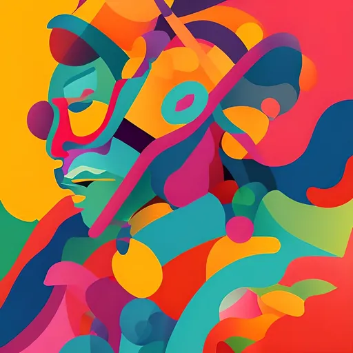 Prompt: Abstract Illustration of a creative archetype who is bold, modern and colorful