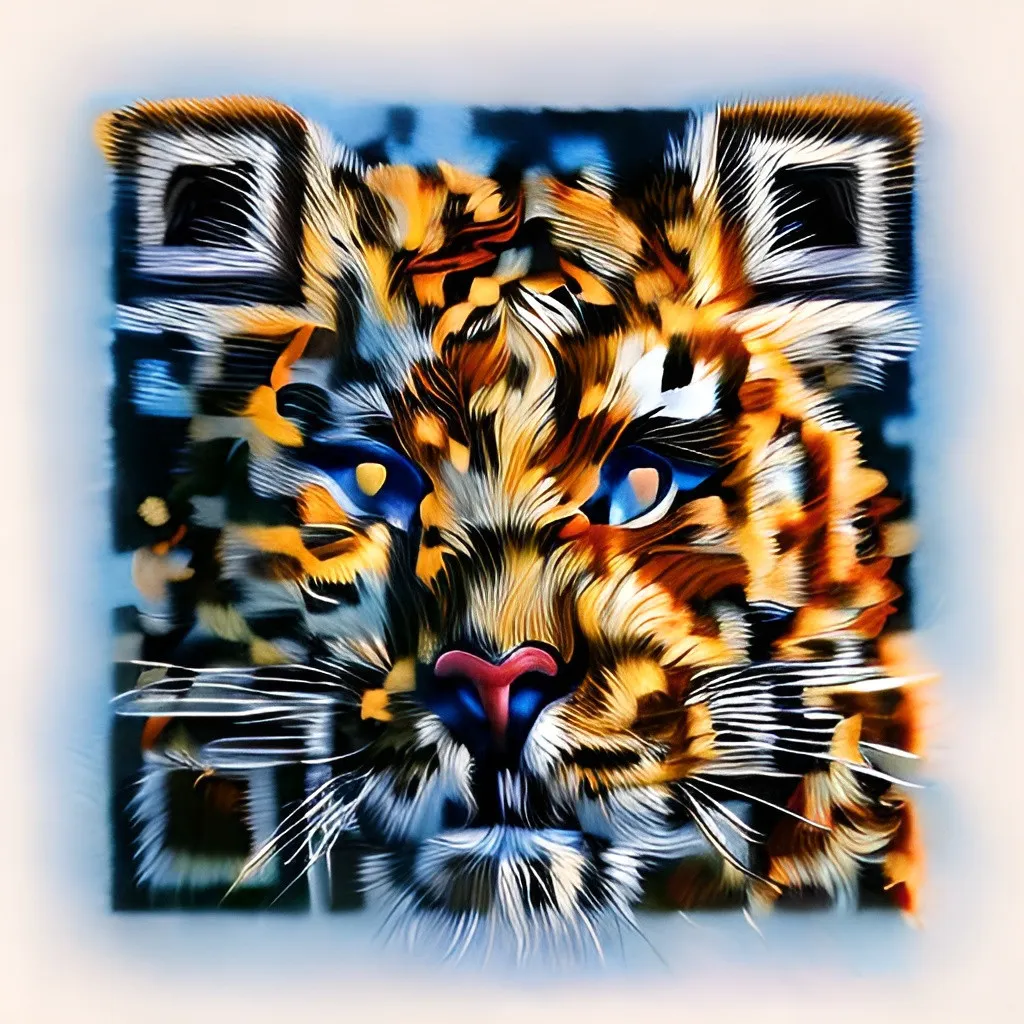 Prompt: Erin hunter, warrior tiger, realistic tiger, detailed fur, realistic realistic fur, eye, oil painting, anime, fullbody, forest background, shadows, jaguar fur, spotted tiger, calico, tortoiseshell, abyssian, tiger fur, serval fur, big domesticated tiger, pale fur, blonde fur, cream fur,