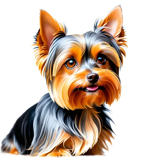 Prompt: Small Yorkshire terrier in conte crayon sketch, standing tall and looking into distance, bright colors