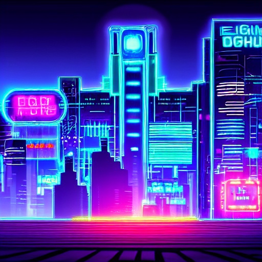 Prompt: Large, bold cyberpunk illustration of 'Digital Profits' in futuristic neon lighting, high-tech digital effects, professional quality, cyberpunk, futuristic, neon, high-tech, digital, game-inspired, energetic lighting