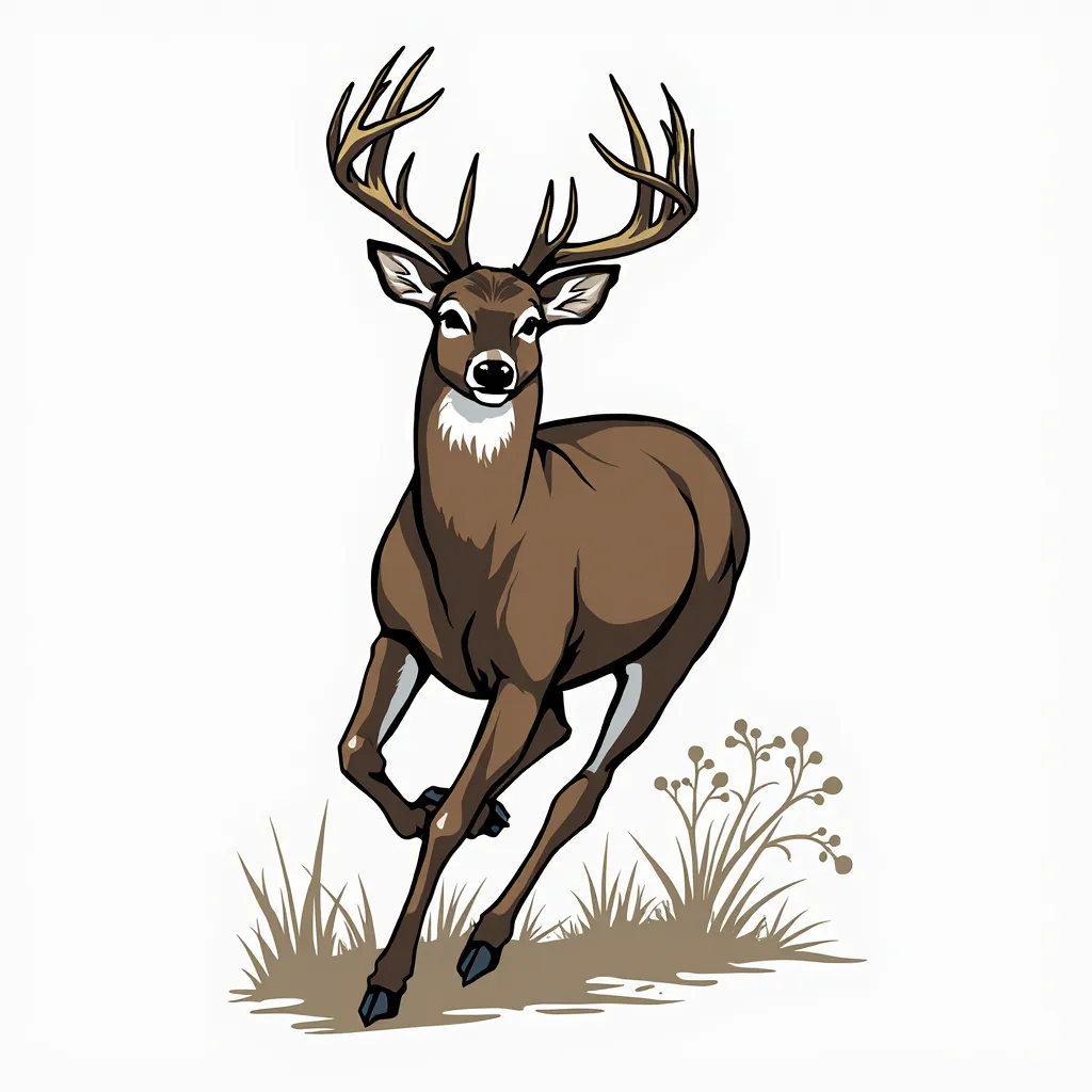 Prompt: create a graphic of a whitetail deer running for a t shirt design with white background 