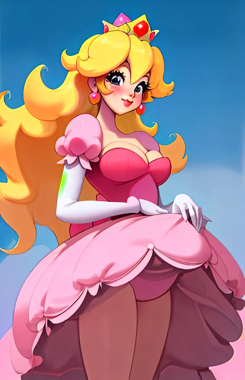 Prompt: Cute princess peach in cartoon style, fine details, 