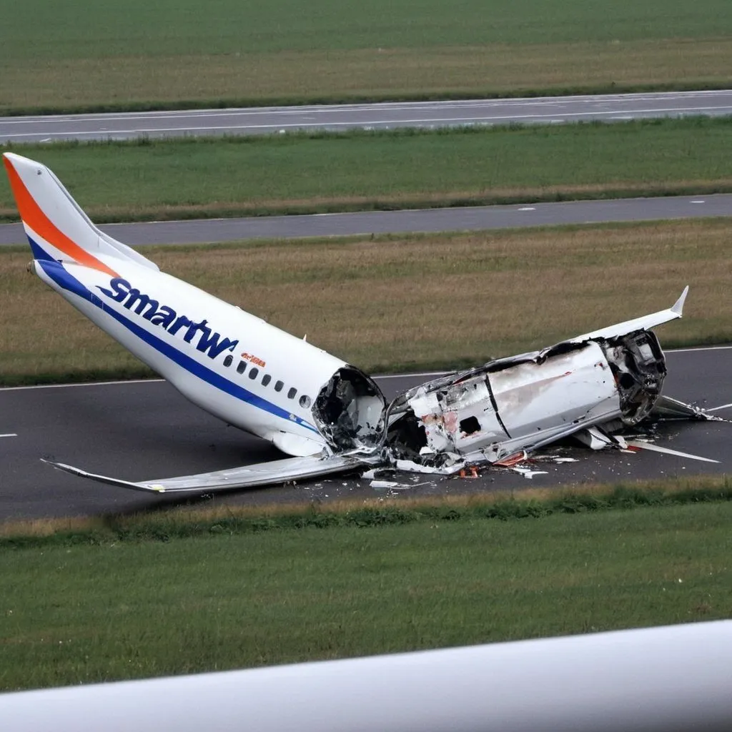 Prompt: smartwings plane crashed at runway at Prague