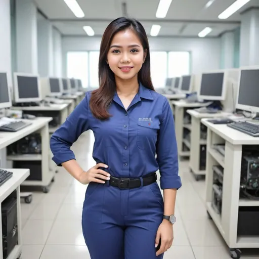 Prompt: malaysian woman as a Engineering technologist 25 years old with full body picture