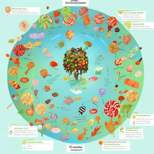 Prompt: An ecosystem diagram made of candy