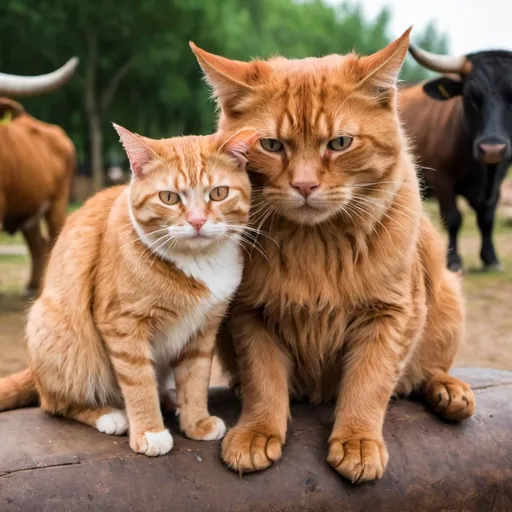 Prompt: A red cat sitting on an ox